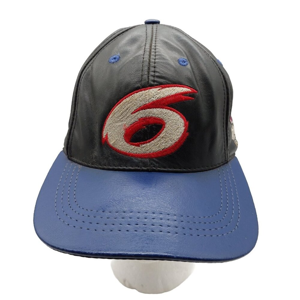 Mark Martin Roush Nascar Racing Leather Hat Buckle Strap Blue Black White Read